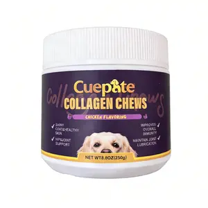 Cuepate Collagen Chews Chicken Flavor for Dogs & Cats Hip Joint Support with Glucosamine Hydrochloride Vitamin D3 Soft Chewable Supplement 24 Months