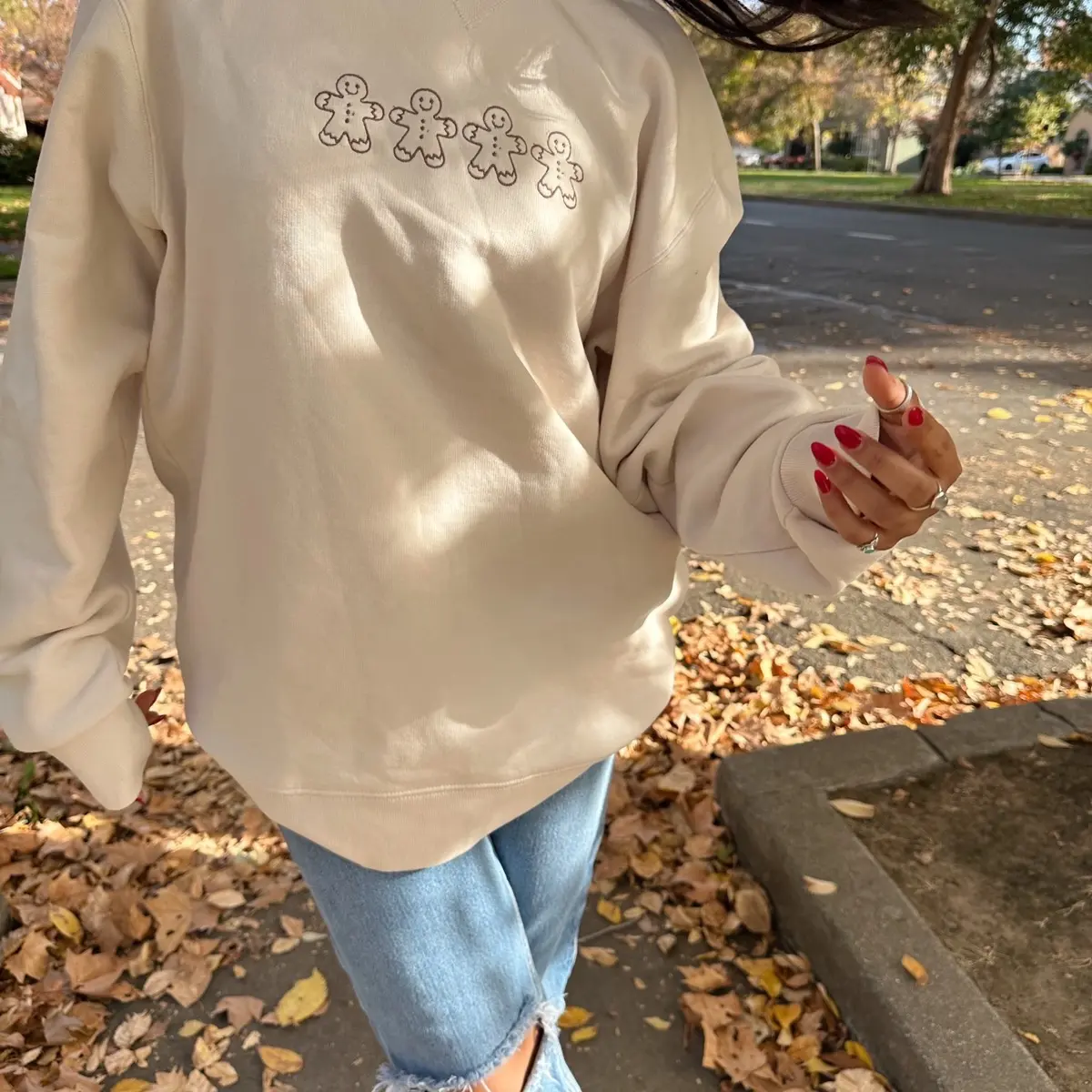 Gingerbread Embroidered Sweatshirt | Baking Crewneck with Embroidered Gingerbread | Gift for Baker | Traditional Christmas Crewneck