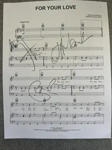 Autographed "For Your Love" Music Sheet - Signed by Jimmy Page, Robert Plant & John Paul Jones (Led Zeppelin) - With COA (Collectible Entertainment Memorabilia)