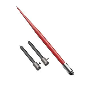GARVEE 49" Hay Spear Attachment: 3000 Lbs Capacity Bale Spear with Dual 17" Stabilizer Spears, Heavy Duty Quick Attach Skid Steer Bale Hay Spike with Sleeve for Tractor Bucket