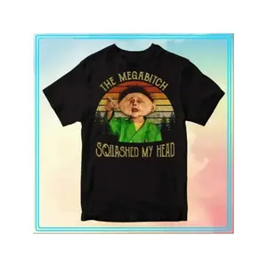 180gFunny Movie Quote T-Shirt - "The Mega Rich Squashed My Head" Graphic Tee - Drop Dead Fred Fan Gift - Retro Comedy Film Apparel - Breathable Black Shirt for Adults - Casual Casual Attire & Themed Parties