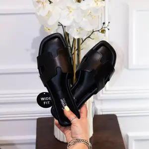 Evelyn - WIDE FIT Women's Comfort Insole Square Toe Slide Sandals for Everyday Wear