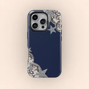 Trending Disco Ball Sparkle Smartphone Casing, Retro Party Stars Aesthetic Cellphone Accessory, Glam Nightlife Shiny Cover Accessories for iPhone 17-11 Pro Max, Samsung S25-S24 Devices
