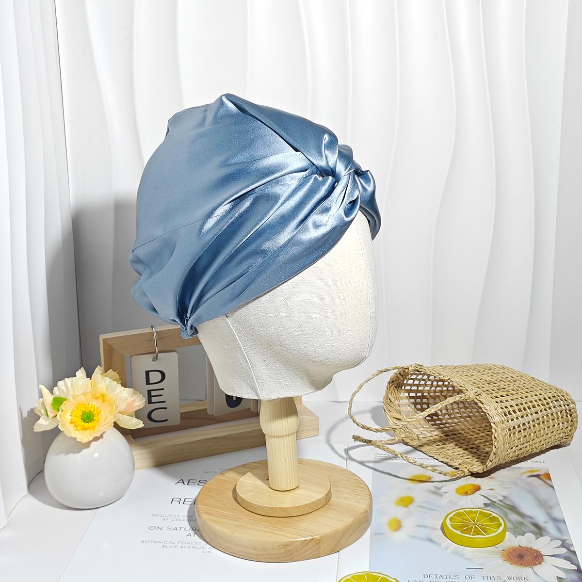 Luxury Silk Shower Cap - 19 Momme 100% Mulberry Silk - Women's silk bonnet for Hair Care, Highest Silk Shower Cap with Premium Elastic, heatless curls, Shower