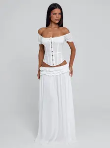 LUBELA MAXI SKIRT WHITE Corset Adjustable