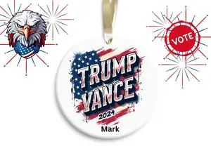 Ceramic Ornaments, Personalized Trump Vance Ornament, MAGA Gift, Election 2024, Custom Name, Conservative Decor (Please note the name or image you want to customize or send it to me via message)