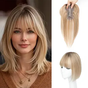 10 Inch Bangs Human Hair Topper Clip In Hair Piece Easily Cover Sparse Gray Hair Stylable Hair Accessory Fit Daily Party Dating Casual Occasions