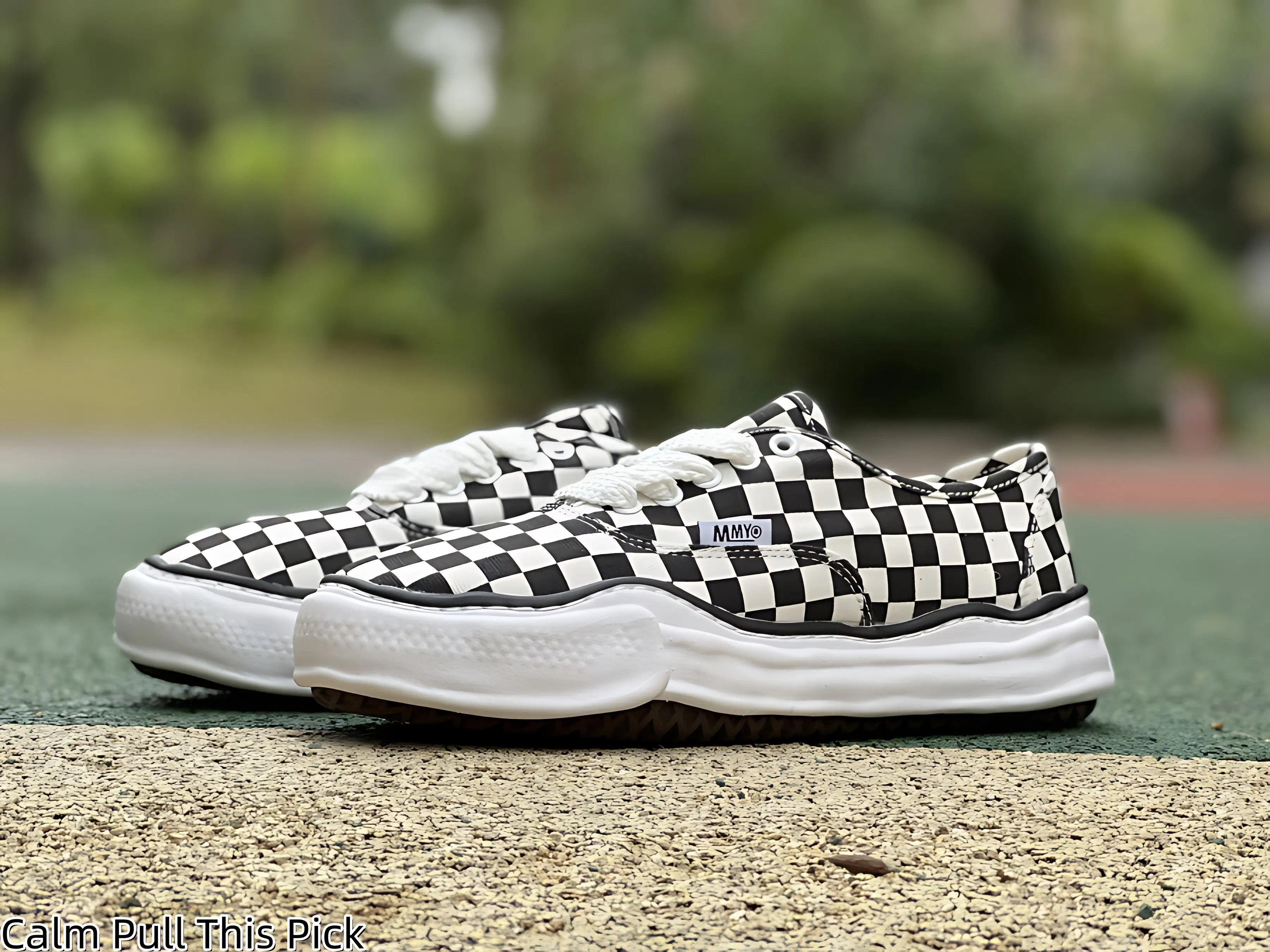 Classic Checkerboard Plaid Canvas Unisex Platform Sneakers Brand New Sealed with Original Shoe Box, Wavy Distressed Melted Sole Breathable Liner Casual Minimalist Daily Wear Shoes
