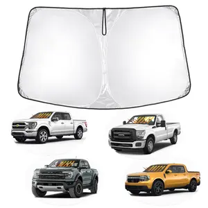 Canvcle Custom Fit Windshield Sun Shade for Ford F-150 F-250 F-350 F-450 F-550 Ranger Maverick 2008-2026, 240T 5 Layers Reflective Fabric Foldable Sun Visor Blocks 99% UV Rays, Keeps Car Cooler for Pickup Truck Regular Super Cab Super Crew Cab