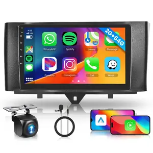 2GB 64GB Android Car Radio for Mercedes Benz Smart Fortwo 2011-2015 W451 Carplay Wireless Android Car Radio, 9 Inch Touch Screen GPS WiFi, Bluetooth FM/RDS, SWC, 2 Din Radio for Mercedes