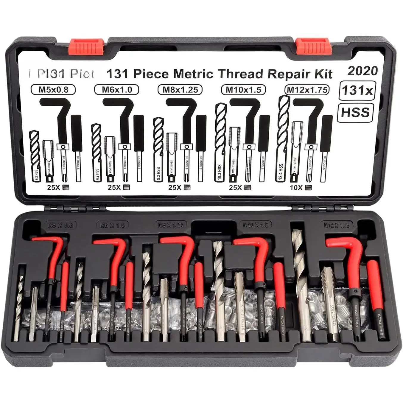 Helicoil Thread Repair Kit Metric, 131- HSS Drill Heli Coil Repair Kit ...