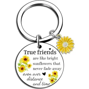 Sunflower Gifts For Women Best Friend Keychain Friendship Gifts For Women Bestie Bff Friends Female Birthday Leaving Going Away Gift Christmas Stuff