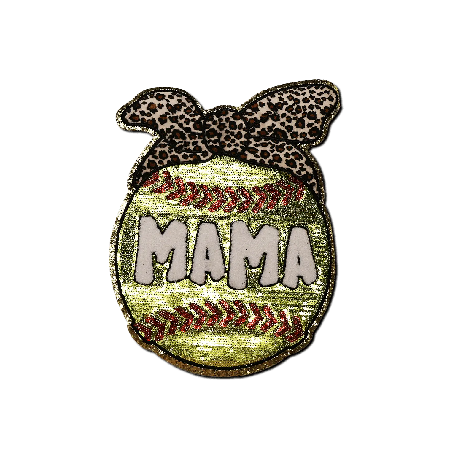 Softball "MAMA" with Cheetah Headband Patch