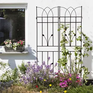 2 Pack Metal Garden Trellis 71" x 17.7" Rustproof Trellis for Climbing Plants Outdoor Flower Support Black