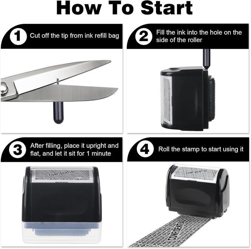 2 PACK-Privacy Protection Security Roller Stamp -Address & Billing Info Blocker, Home & Office MailingEssentials 100m Long-Lasting Roll