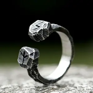 New Stainless Steel Viking Rune Ring Men Scandinavn Wedding Anels Womens Band Jewelry Gift
