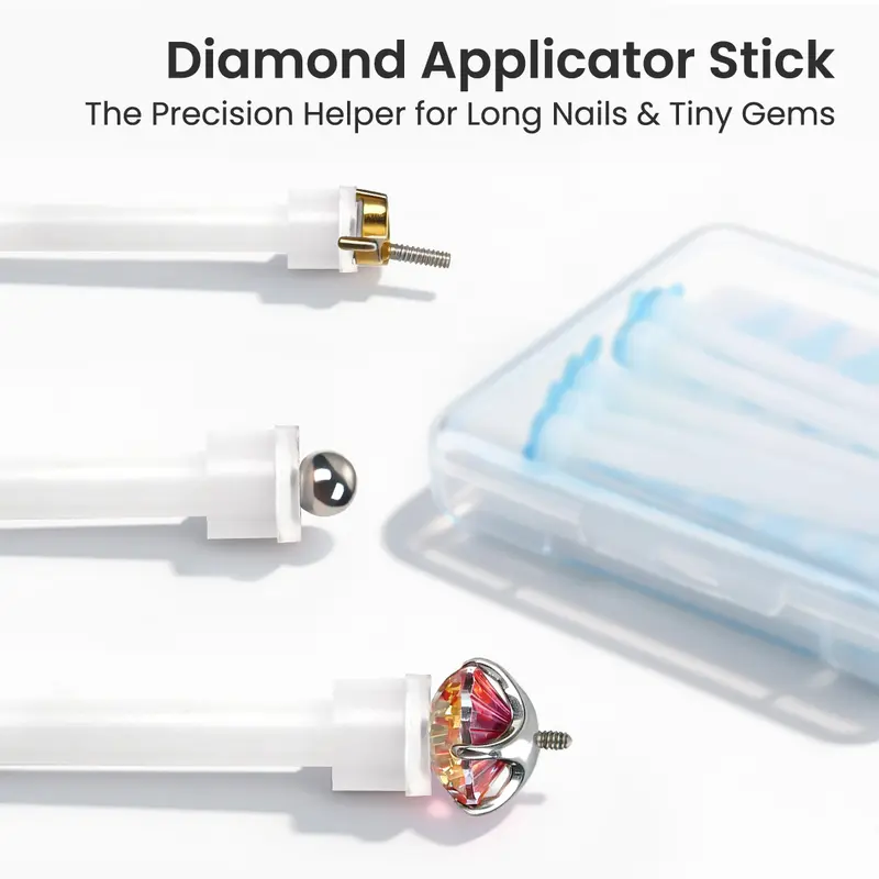 KUTLAN Adhesive Applicator Stick Kit for Tiny & Odd-Shaped Backs Securely Hold Pick & Apply Small Slippery or Irregular Jewelry No-Scratch No-Drop 5 Reusable Sticks 30 Silicone Stickers
