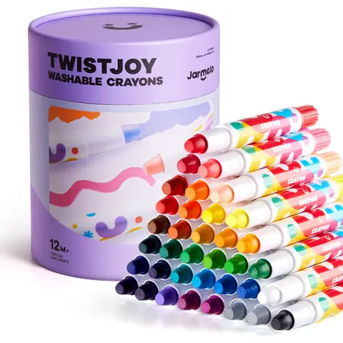 Jar Melo Jumbo Silky TwistJoy  Washable Crayons for Toddlers - Easy Grip, Non Toxic, Choke-Safe Holes,Less Mess, Classroom Supplies, Kids Art Supplies,gift for kids