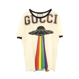 Pre-owned GUCCI Cotton Small Leather Goods Embroidered T shirt