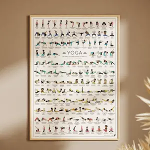 Yoga Asanas Guide Poster Multicultural - 150 Poses - Yoga Wall Art - Yoga Gift for Enthusiasts