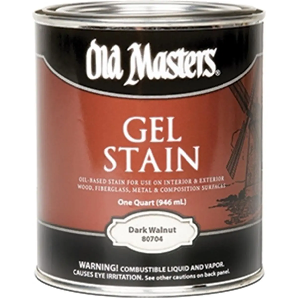 212 MAIN Old Masters 80704 Dark Walnut Oil-Based Controllable Gelled Stain - 1 Qt (946 ml) Quick-Dry Wood Stain for Automotive & Motorcycle Surface Care, Fiberglass, Composition Surfaces