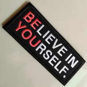 "Believe In Yourself" Funny Meme Velcros Patch Hook & Loop Embroidered Badge Self-motivation for Tactical Molle Backpack