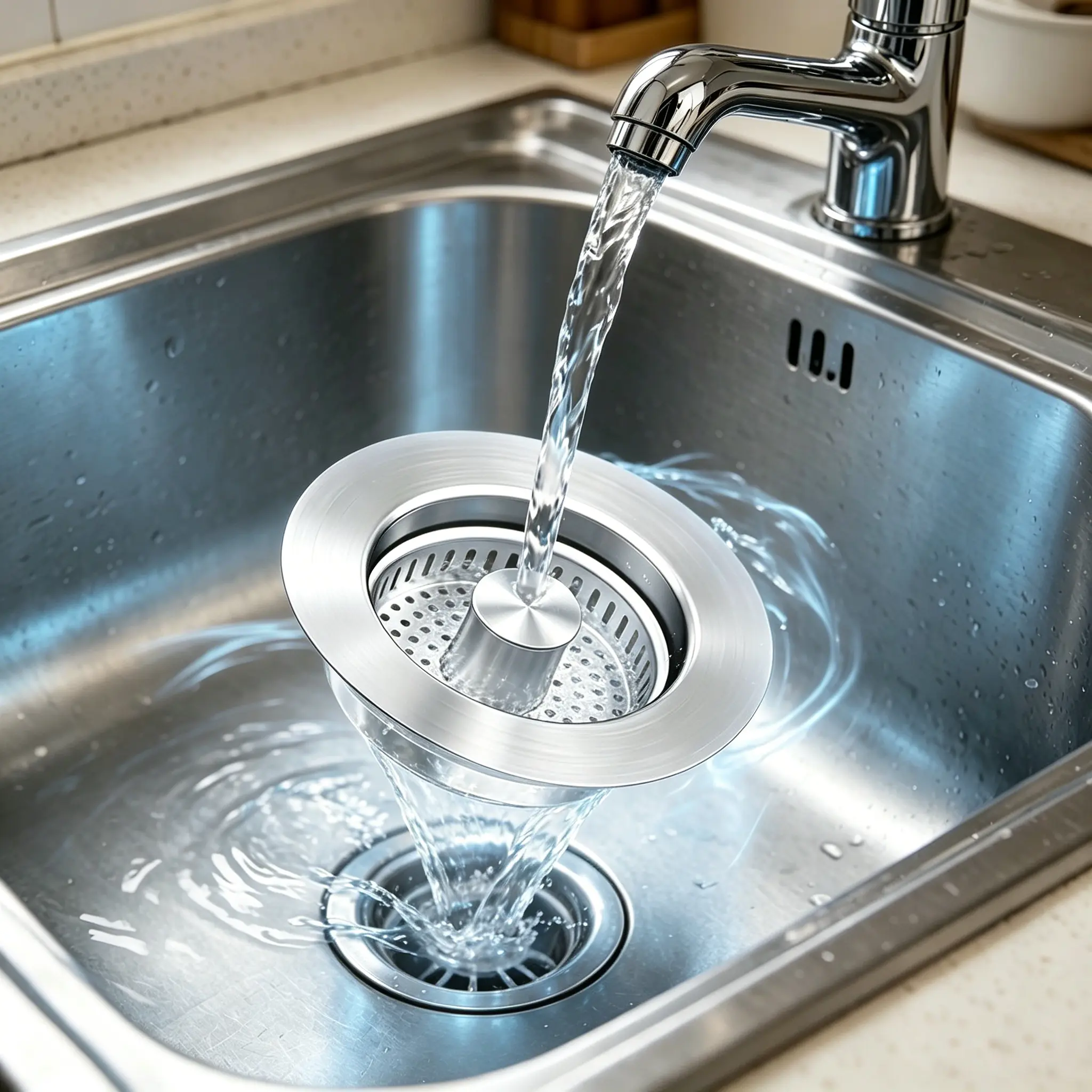 Grab this durable all-metal 3-in-1 sink strainer stopper! Boasting a pop-up bounce design, it works with most 3-1/2 inch kitchen sink drain holes. Its built-in handle rod efficiently traps food debris to prevent annoying sink clogs.
