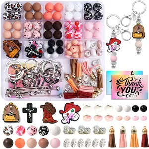 107-Piece Multicolor Silicone Beads Set, Includes 12mm & 15mm Silicone Beads for Keychains, 10mm Flat Round Spacer Beads for Pen Decorations