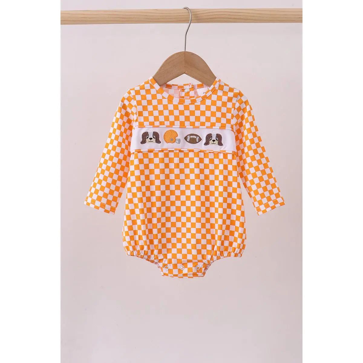 Orange Tennessee puppy embroidery checkered bubble