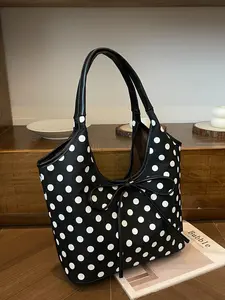 Women's Fashionable Polka Dot Pattern Tote Bag, Shoulder Totes, Large Capacity Shoulder Casual Lightweight Bag for Work & Daily Use, Versatile for Commuting & Shopping