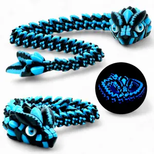 Articulated Glow in The Dark Dragon Snake – Vibrant Blue & Black or Multi-Color Hybrid Creature for Fantasy Decor/Display, for Reptile Enthusiasts, Lore Hunters, Mythical Collectors