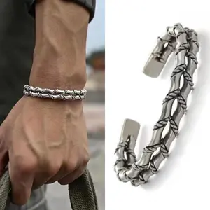 Exquisitely Woven Double-Layered Bamboo Bracelet for Men, Stylish and Adjustable Jewelry Accessories