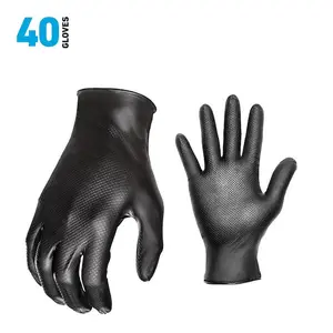 GORILLA GRIP 40-Count Heavy-Duty 6mil Disposable Nitrile Traction Grip Work Gloves - Large