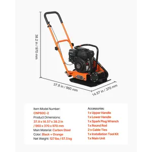 VEVOR Plate Compactor, 6.5 HP 196CC Gas Engine, 5600 VPM Vibrating Ground Rammer, 2360 lbs Compaction Force, 20.1x 15 in Plate, Walk Behind Compactor for Paver Landscaping, Asphalt, Foundation, Soil