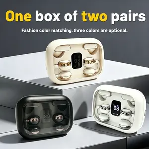 Fluffdrip Q10 2026 Wireless Earbuds 2 Pairs Clip-On Sleep Couples Fashion Mini Headset Music Gaming Clip-on Sleep earbuds Calling  for Android iPhone Sports Earpieces tiny size invisible earbuds 2-in-1 wireless Bluetooth twins Audio Headphones