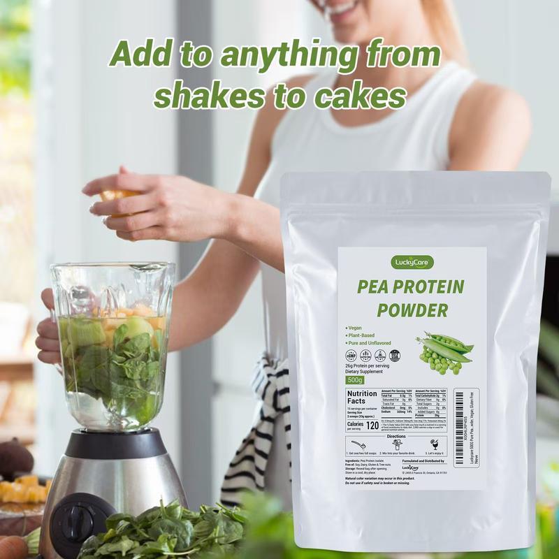 LuckyCare Pea Protein Powder - Unflavored Vegan Formula, 1.1 Pounds, 26g Per Serving, Gluten Free, Organic Plant Based, Dietary Health Source - Healthcare Supplement Nutrition
