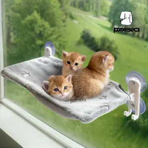 Sunbathing HammockPomesea Cat Window Perch for Large Cats,Glow in The Dark,Window Hammock with Hook Design Double-Sided Fabric Cover