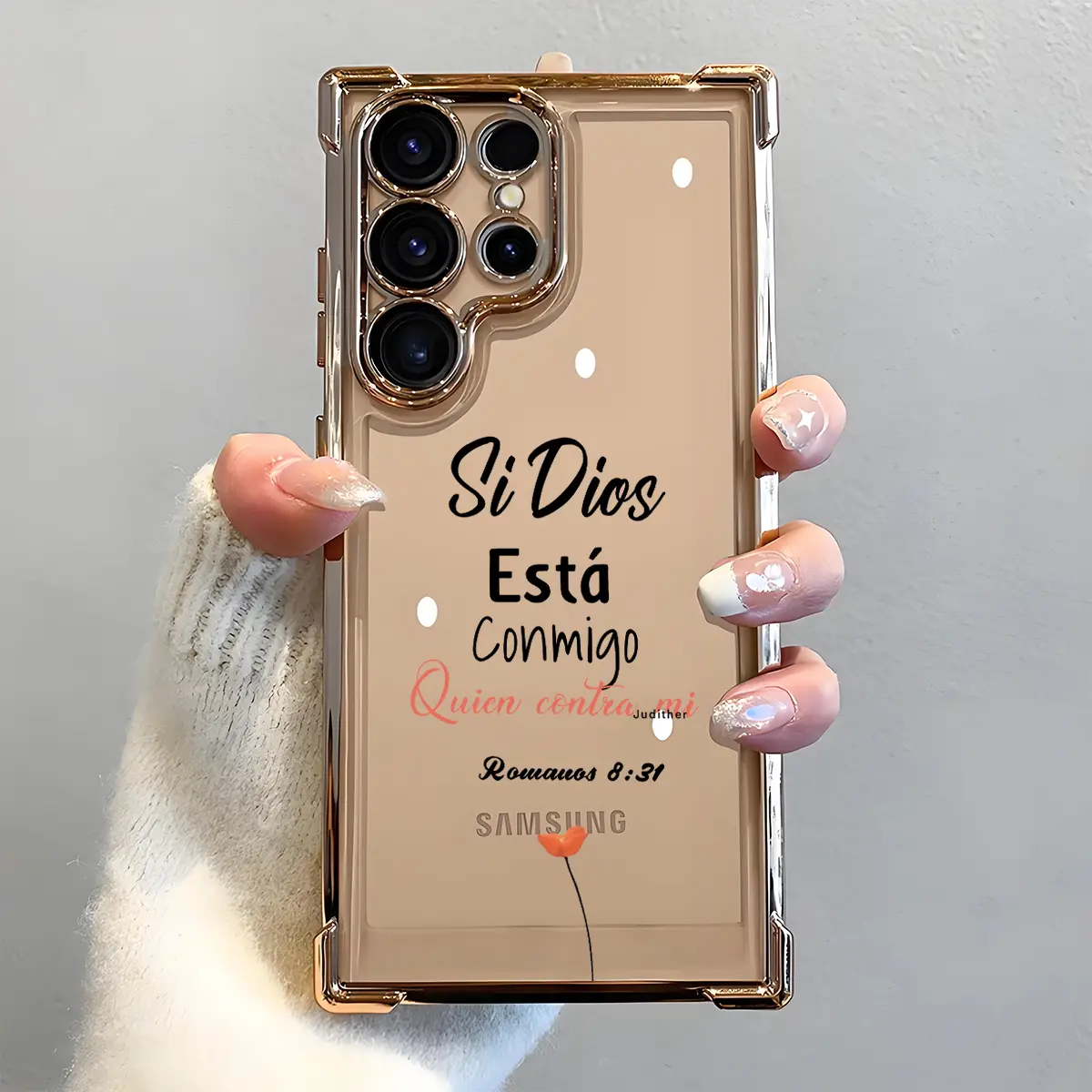 Romanos 8:31 Bible Verse Phone Case, Electroplated Cover with Airbag Shockproof Slim Soft TPU Cover for Samsung S26 S25 S24 S23 S22 Ultra S25Edge S24FE Plus S25+