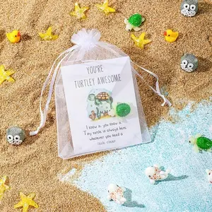 Set of 75 inspirational Pocket Favors -EmployeeAppreciation Gifts Bulk for Coworkers with Animal Pun NoteCards Quality Resin Ducks Stars Whales Turtles Owls FavorsDurable Card Organza Bags