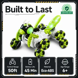 8WD Bionic Mantis RC Stunt Car, 360° Rotating Off-Road Toy with LED Lights, Music & Spray, Gesture Sensing Remote Control Vehicle, Cool Birthday Gift for Boys Girls Ages 6-13