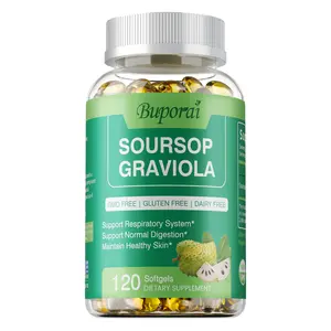 Buporai Soursop Dietary Supplement provides health support for normal digestion, immune function, and skin health. Each bottle 120 capsules per bottle.