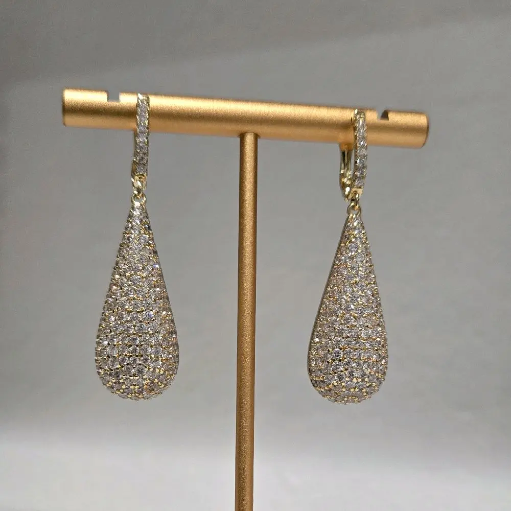 Elegant Teardrop Earrings with Pave Set Cubic Zirconia for  display picture 3
