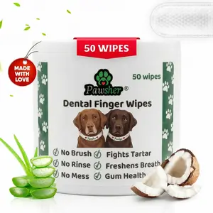 Dogs Dental Wipes | Fights Plaque, Freshens Breath & Promotes Gum Health | No Rinse Dog Teeth Cleaning | Gentle & Naturally Safe Dental Care | Complete Your Dog Tooth Brushing Kit | 50 Count