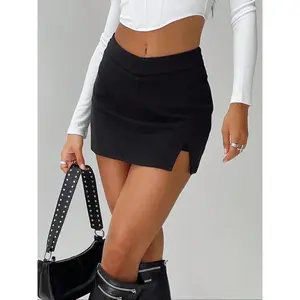 Women's Solid Color Skirt with Built-in Shorts, Casual Fashion Mini Skirt for Daily Outdoor Wear, Ladies Bottoms for Summer