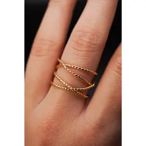 Large Twist Wraparound Ring, 14K Gold Fill