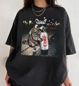 Comfort Colors Raccoons Diet Coke T-shirts, Vintage Raccoon Meme Shirt, Trendy Shirt, Animal Meme Graphic Tee Gifts