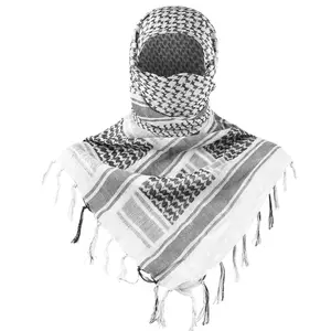 Unisex 100% Cotton Reflective Tactical Shemagh Scarf - Fringe Trim Shawl, Windproof Breathable Keffiyeh Desert Wrap, Outdoor Headwear for Hiking, Military Use