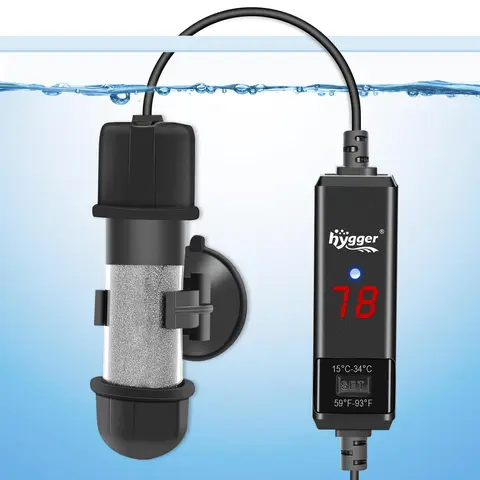 hygger Small Aquarium Betta Heater, Submersible Fish Tank Heater 10W/25W/50W/100W with LED Digital Display, Suitable for Marine Saltwater and Freshwater up to 5/10/16/26 Gallon