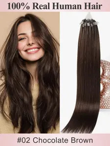 Micro Loop Hair Extensions 50 Strands Micro Beads Hair Extensions, Nano Ring Links Human Hair, 13 Colors, Natural Straight, 12-22 Inch, Adds Volume & Length  30G