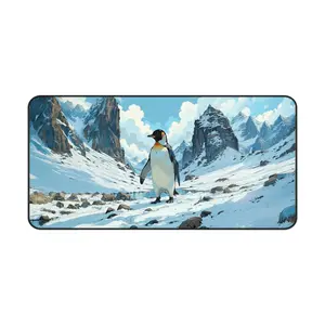 Penguin XXL Gaming Mouse Pad - Arctic Snow Landscape Desk Mat - Large Extended Mousepad for PC & Office - Cool Nature Desk Decor